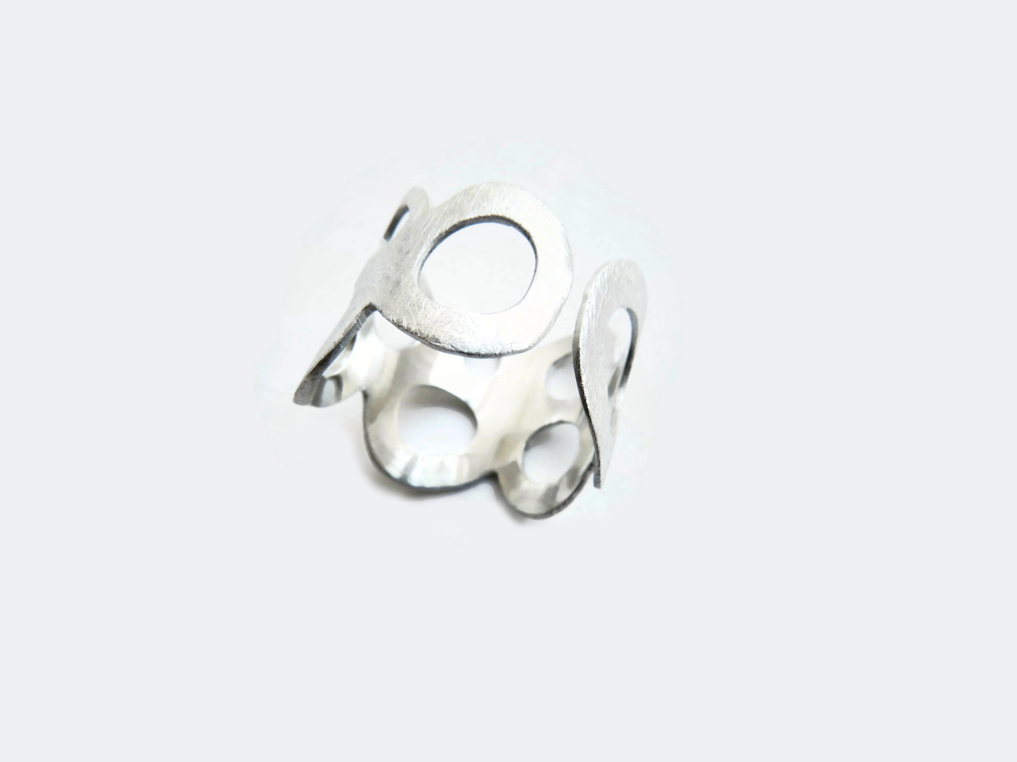 Adjustable Circles Silver Ring