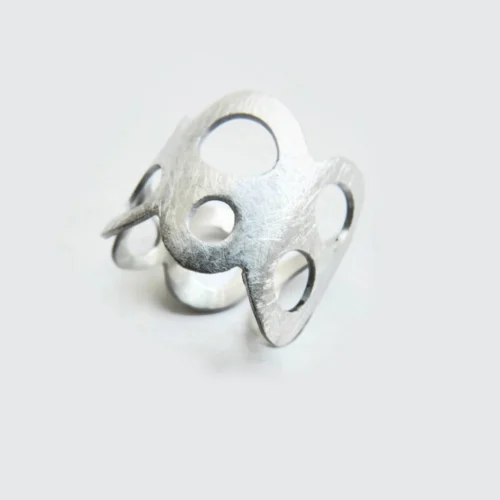 Adjustable Circles Silver Ring