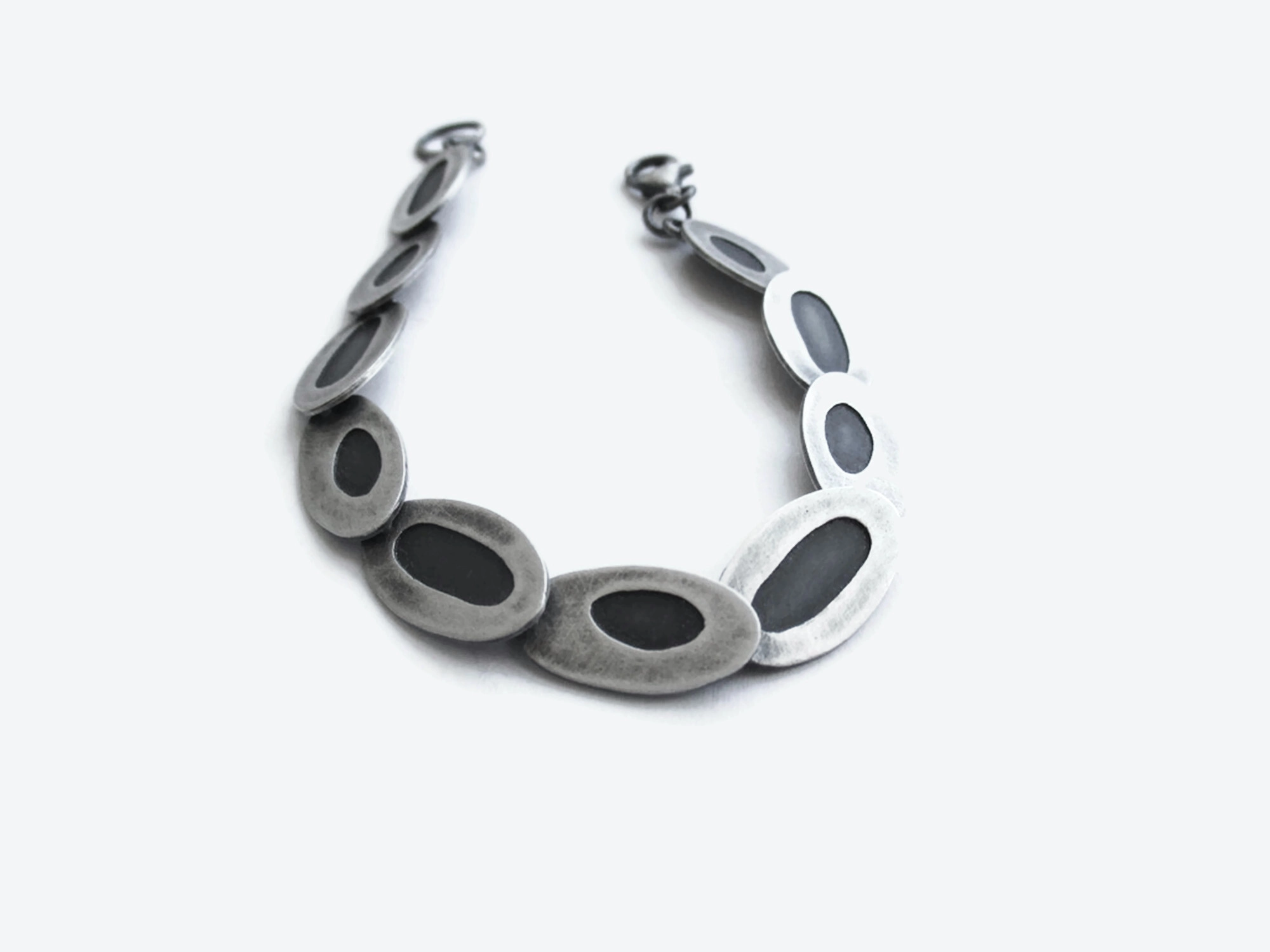 Two Tones Silver Link Bracelet