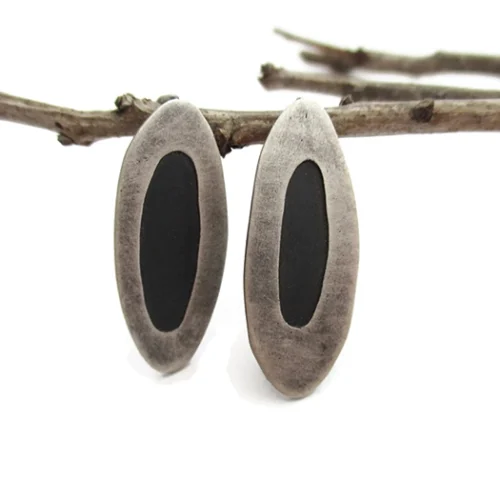 Organic Silver Dangle Earrings
