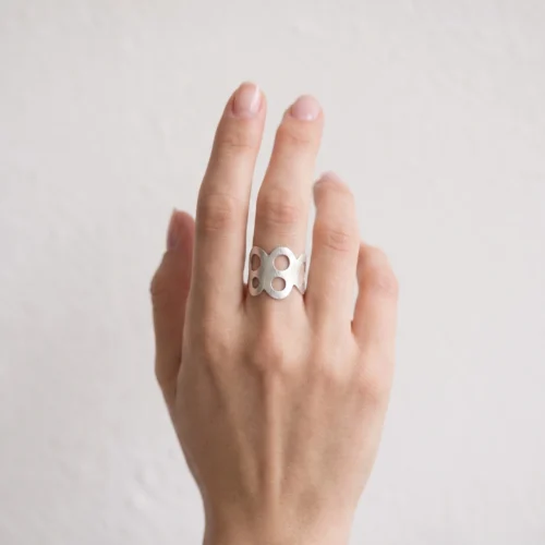 Adjustable Circles Silver Ring