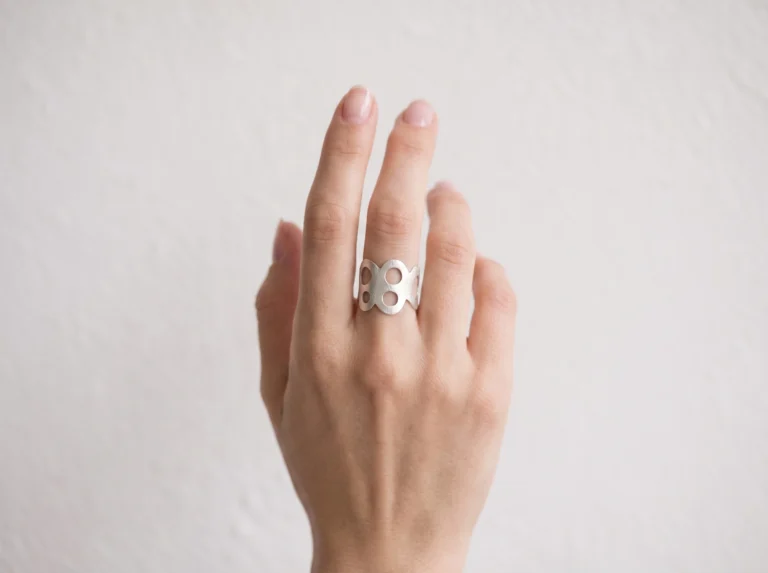 Adjustable Circles Silver Ring