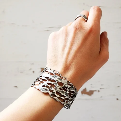 Natural Pattern Silver Cuff Bracelet