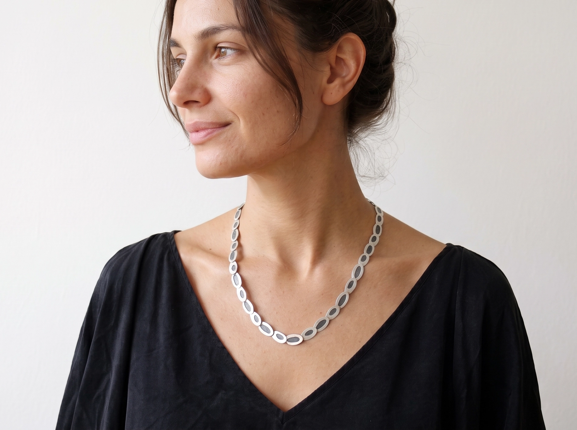 Two Tones Silver Link Necklace
