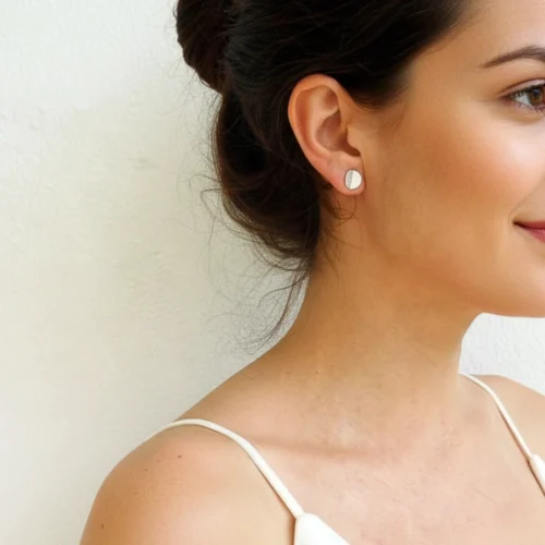 Half Moon Silver Stud Earrings