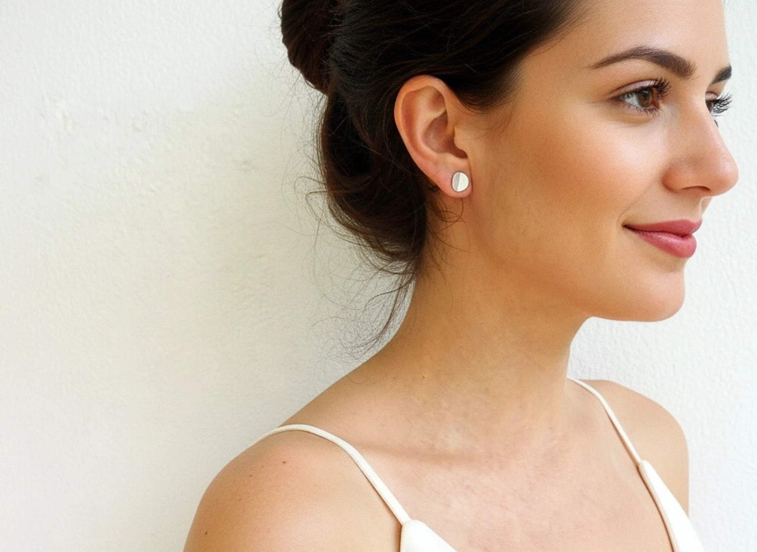 Half Moon Silver Stud Earrings