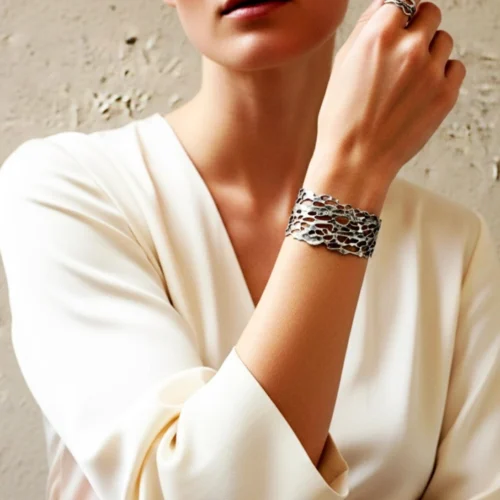 Natural Pattern Silver Cuff Bracelet
