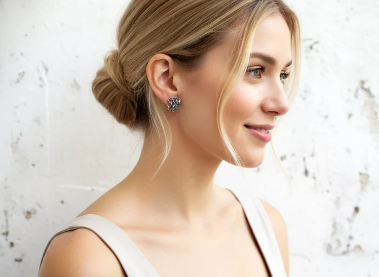 Organic Textured Silver Stud Earrings