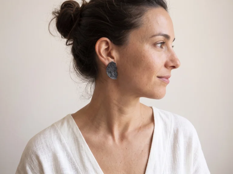 Oxidized Silver Textured Earrings