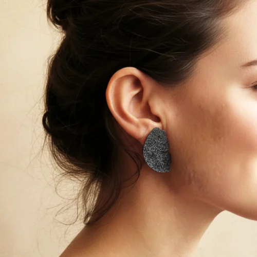 Oxidized Silver Textured Earrings