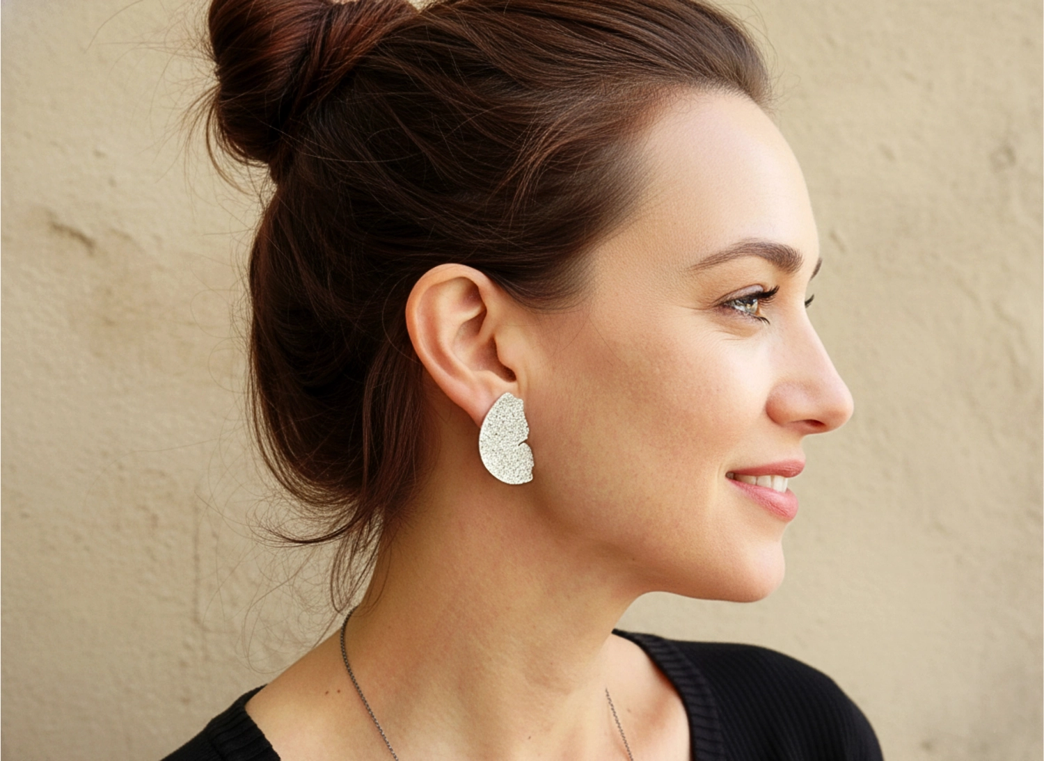 Satin Silver Textured Earrings