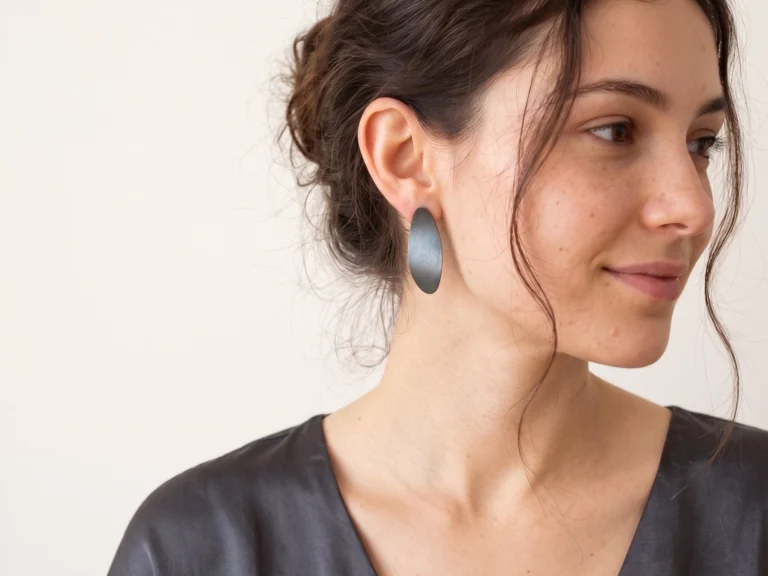 Oxidized Silver Wave Dangle Earrings