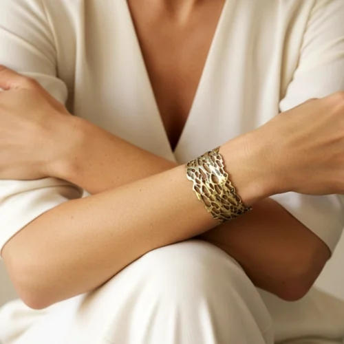 Organic Bronze Wide Bracelet
