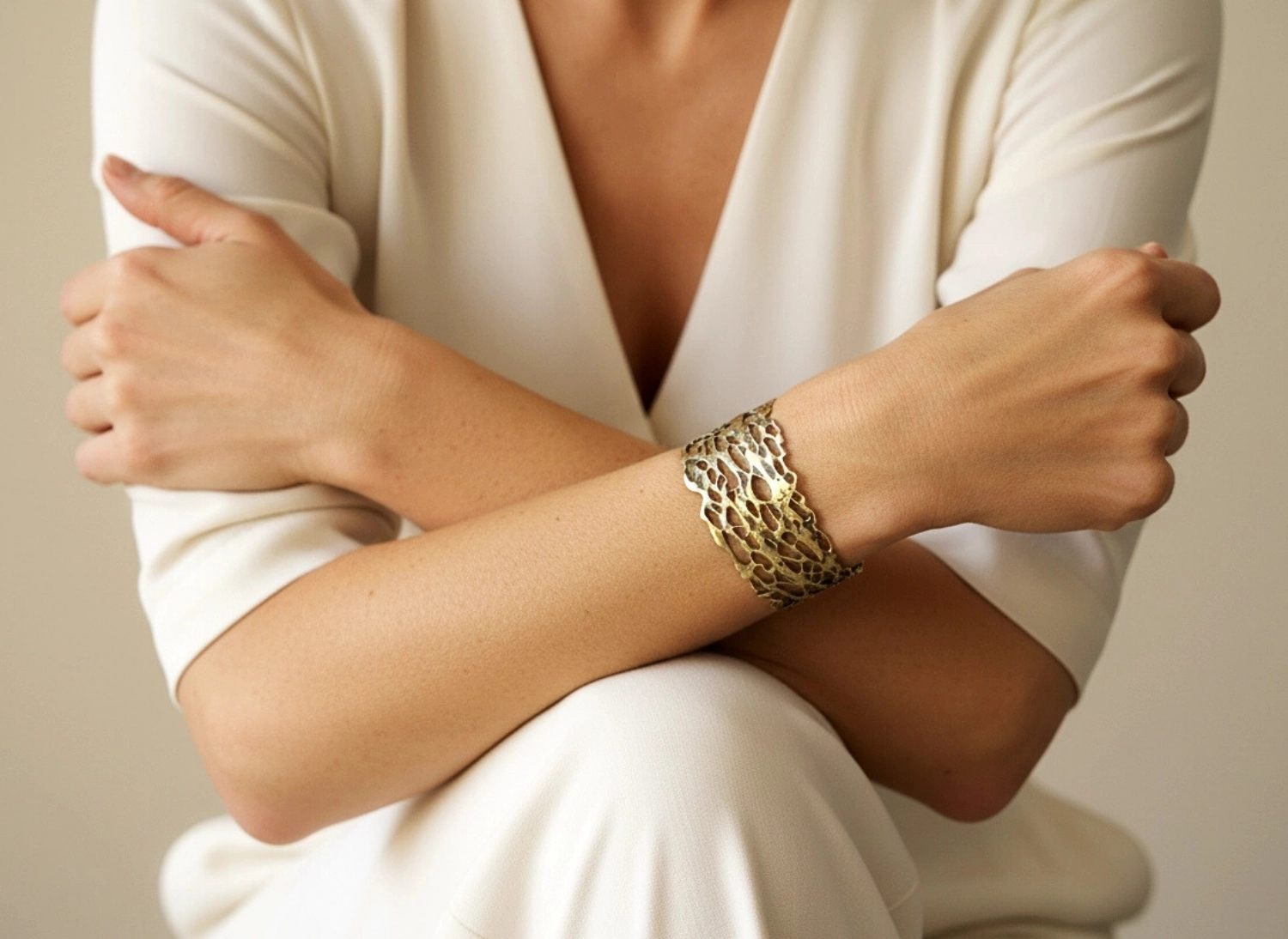 Organic Bronze Wide Bracelet