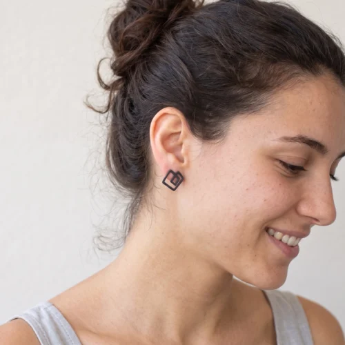 Abstract Oxidized Silver Stud Earrings