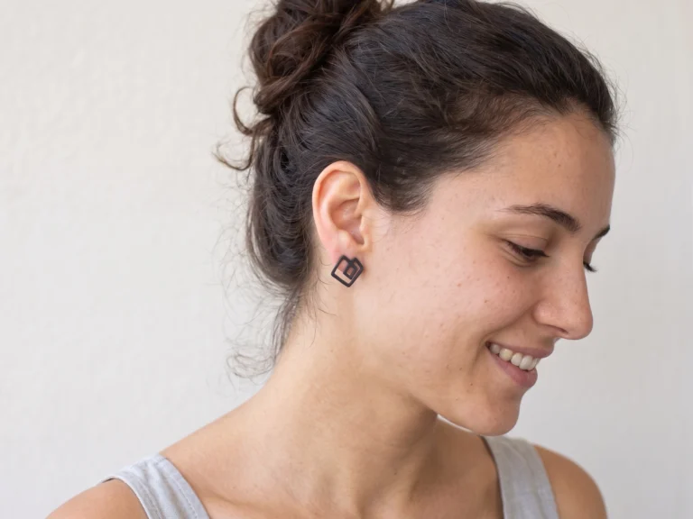 Abstract Oxidized Silver Stud Earrings