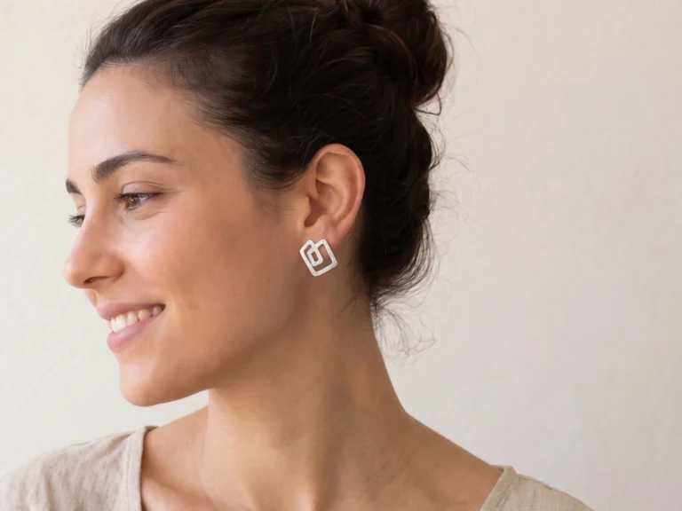 Abstract Silver Stud Earrings