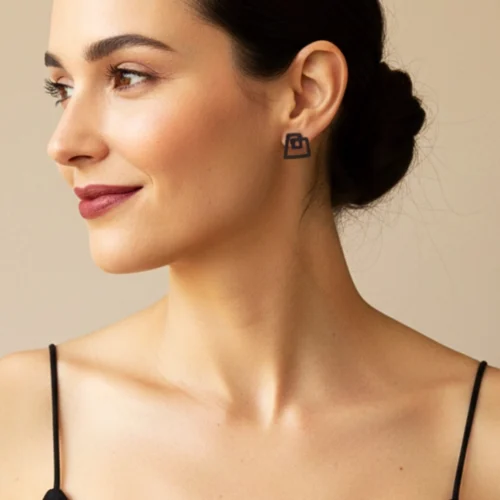 Sculptural Oxidized Silver Stud Earrings