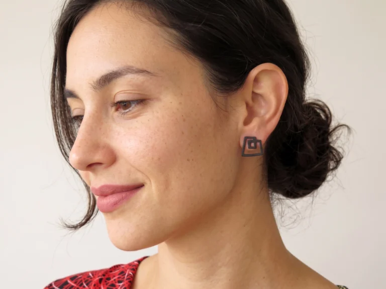 Sculptural Oxidized Silver Stud Earrings