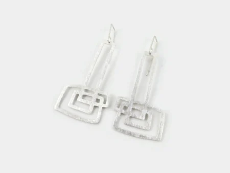 Extra Long Abstract Silver Dangle Earrings