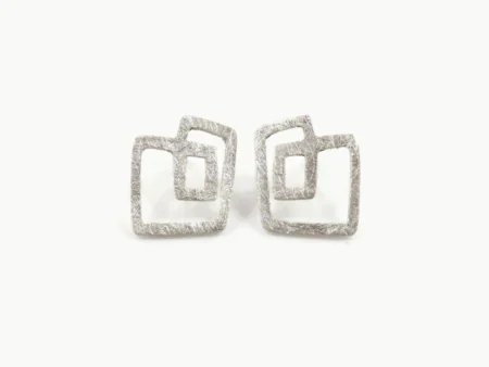 Abstract Silver Stud Earrings