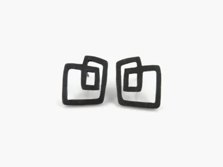 Abstract Oxidized Silver Stud Earrings