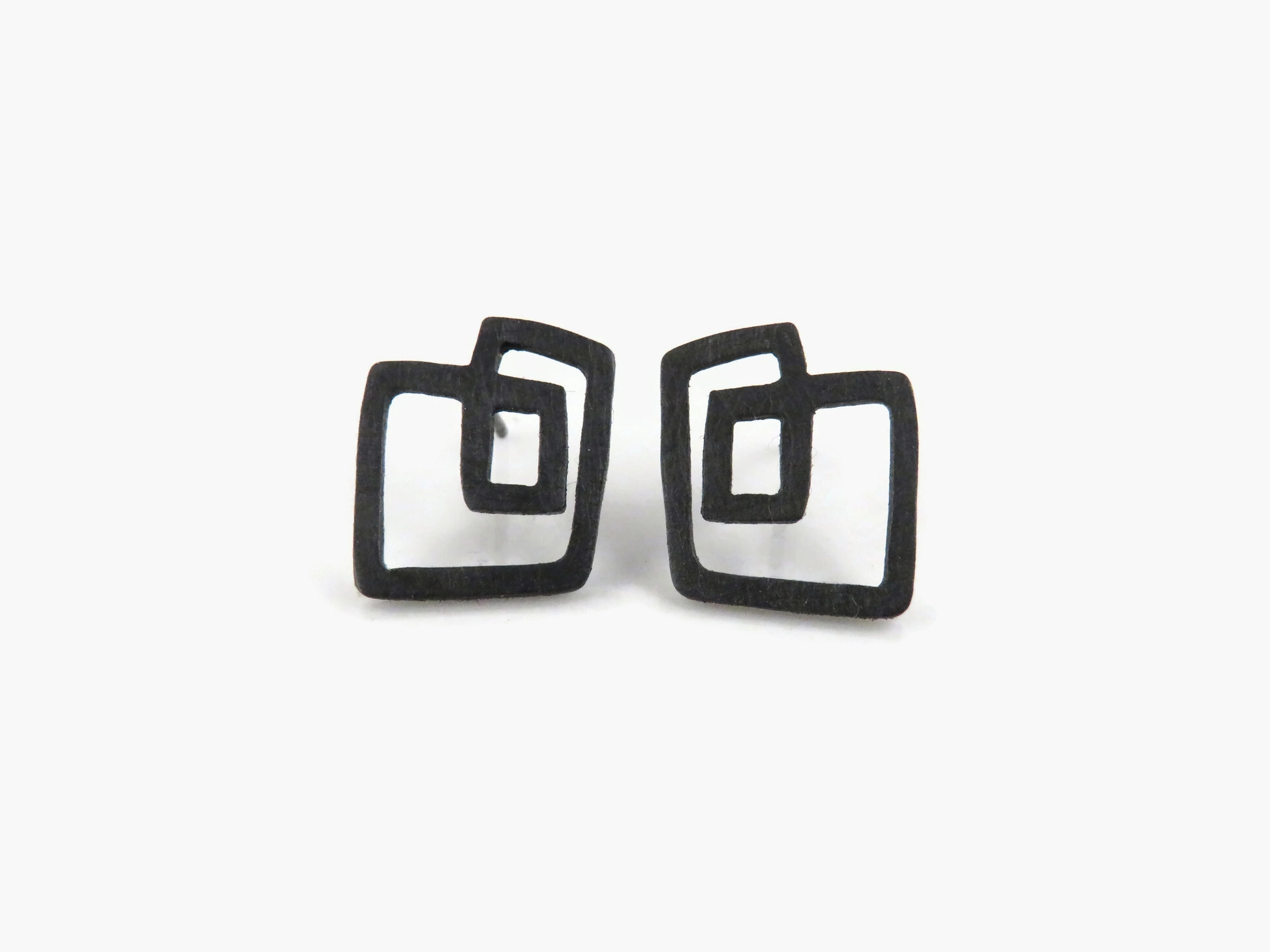 Abstract Oxidized Silver Stud Earrings