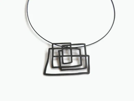 Large Abstract Black Silver Pendant