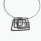Large Abstract Black Silver Pendant
