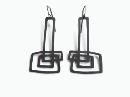 Extra Long Sculptural Oxidized Silver Earrings