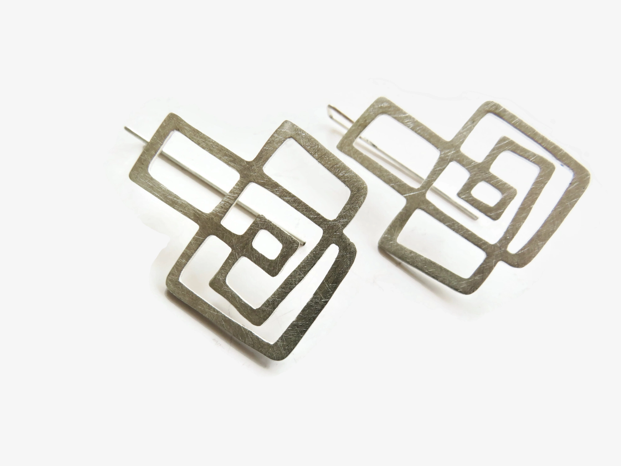 Silver Line Contemporary Dangle Earrings