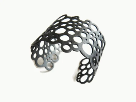 Circles Wide Oxidized Silver Cuff Bracelet