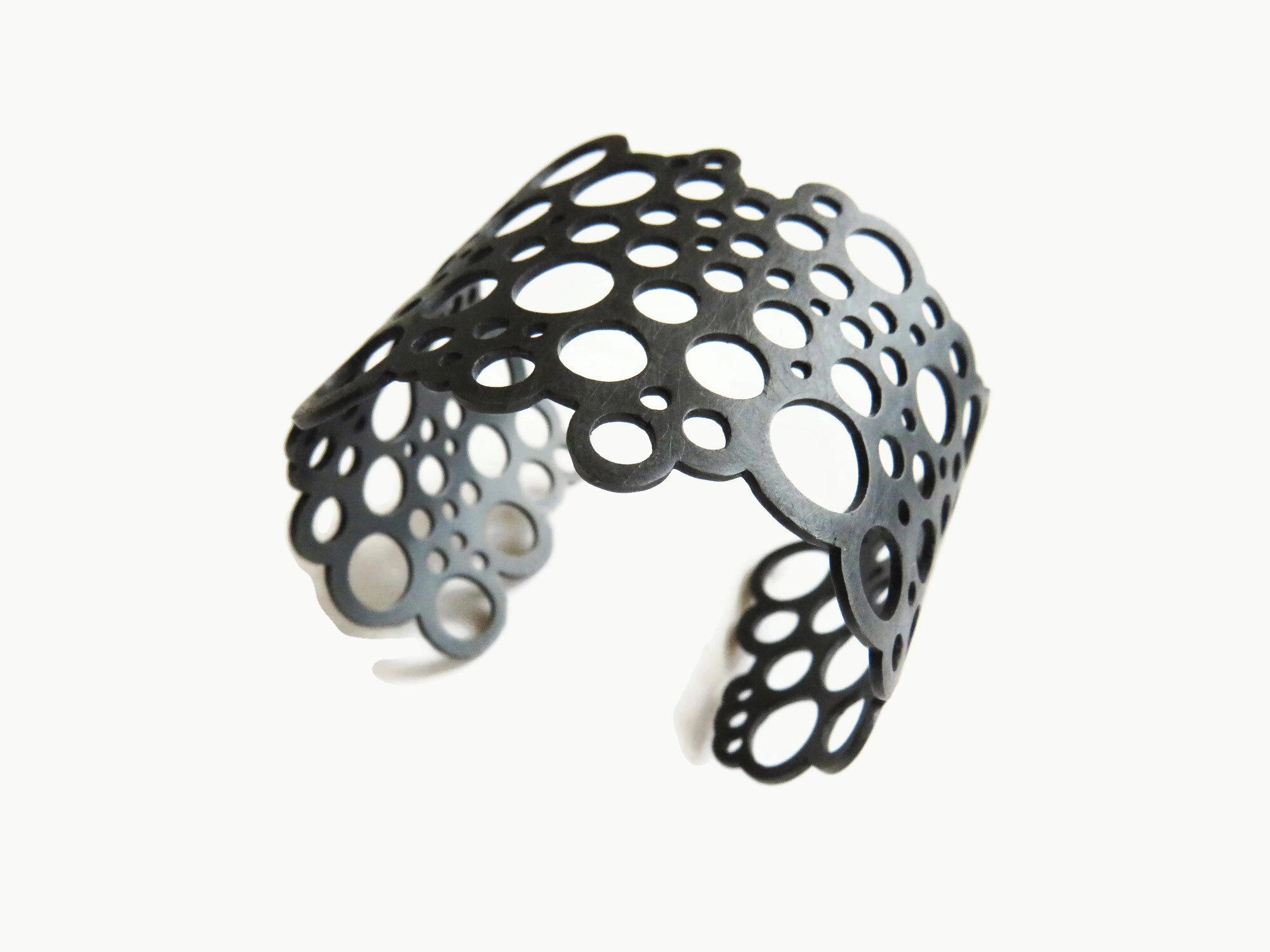 Circles Wide Oxidized Silver Cuff Bracelet