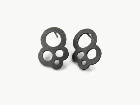 Circles Oxidized Silver Stud Earrings