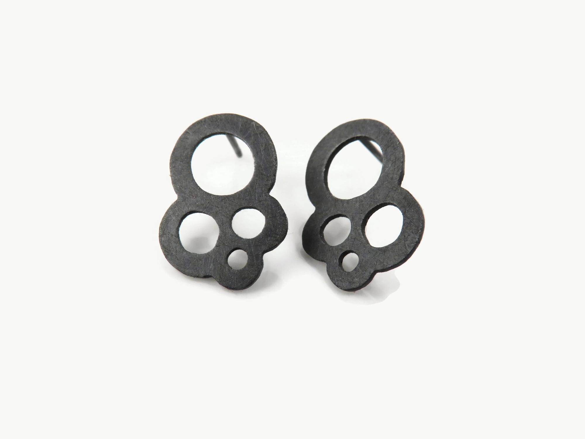 Circles Oxidized Silver Stud Earrings