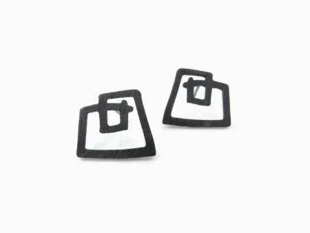 Sculptural Oxidized Silver Stud Earrings