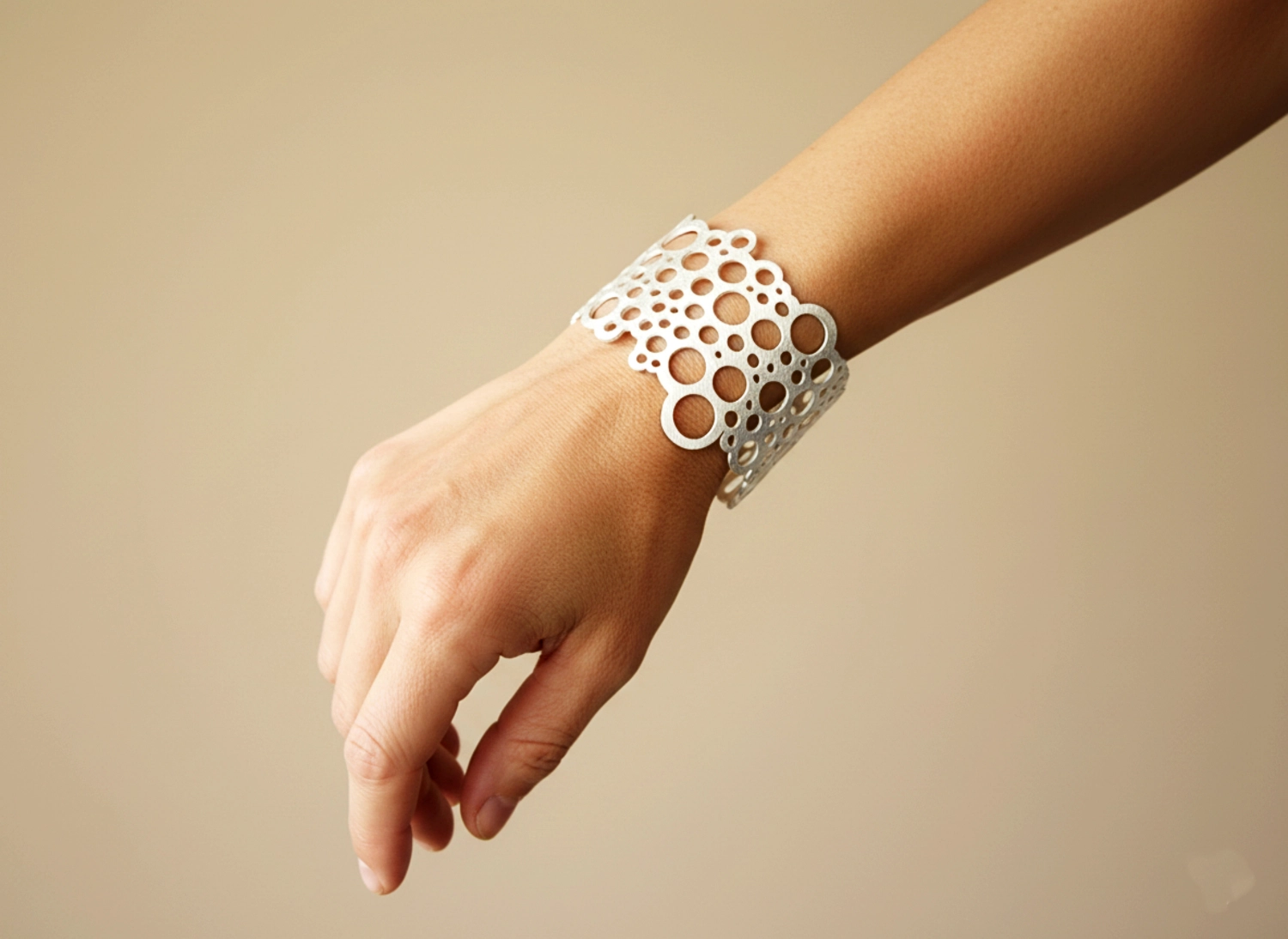 Circles Wide Silver Cuff Bracelet