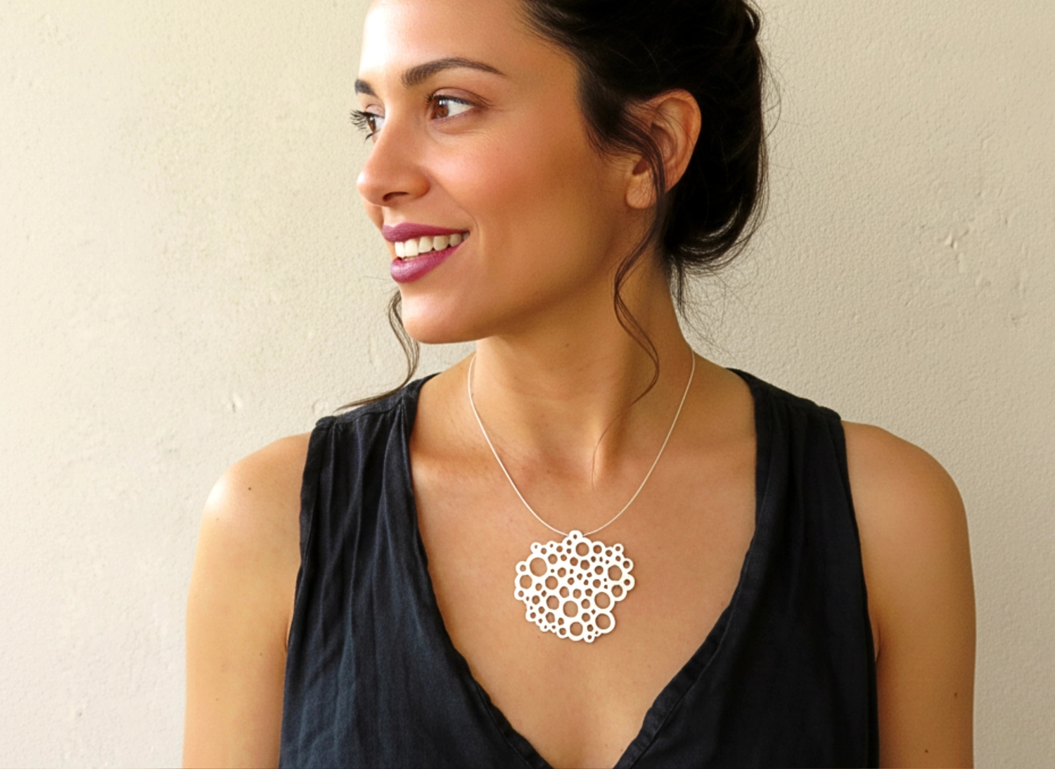 Large Modern Sculptural Silver Pendant