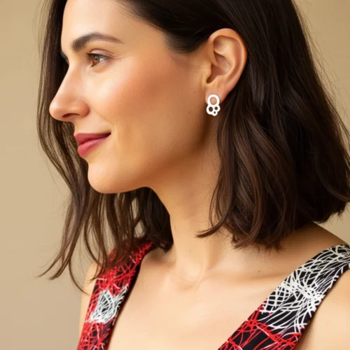 Circles Silver Stud Earrings