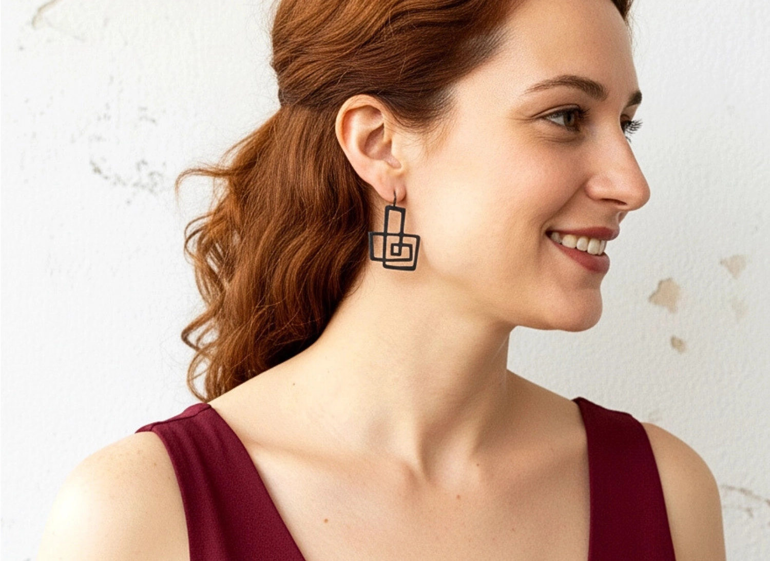 Modernist Oxidized Silver Dangle Earrings