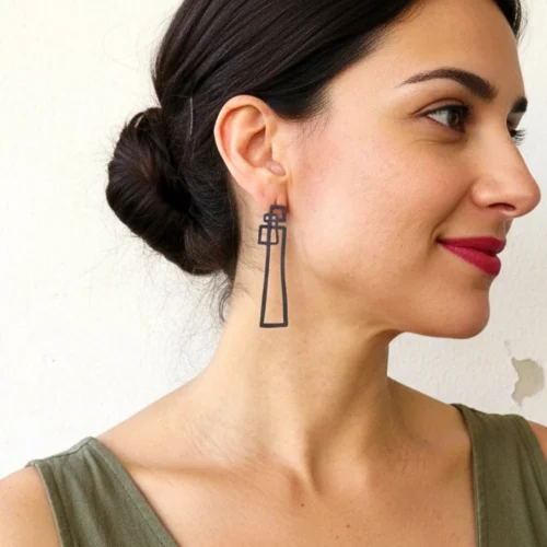 Abstract Oxidized Silver Dangle Earrings