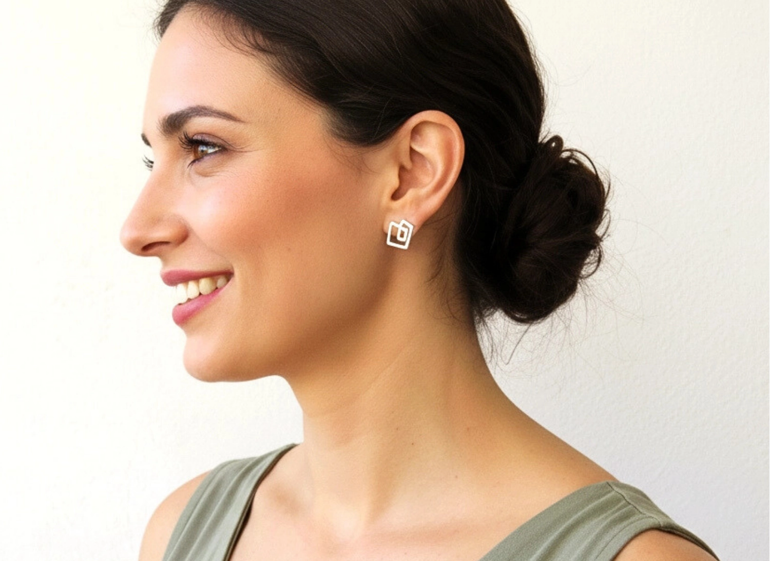 Abstract Silver Stud Earrings