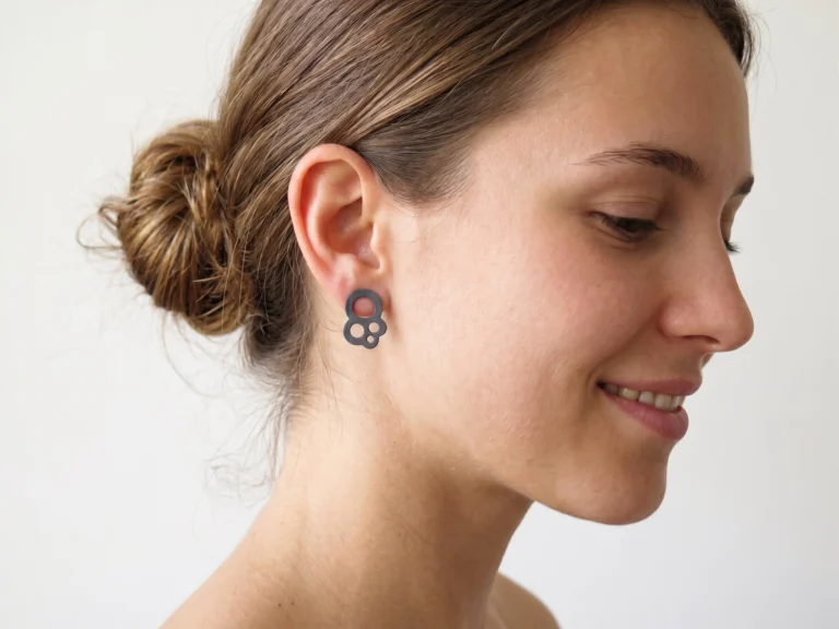 Circles Oxidized Silver Stud Earrings