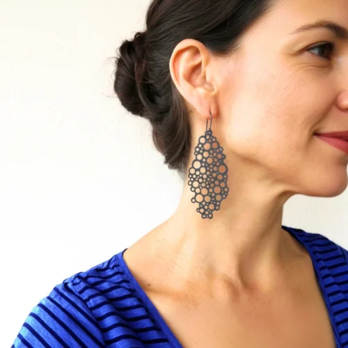 Large Geometric Oxidized Silver Dangle Earrings