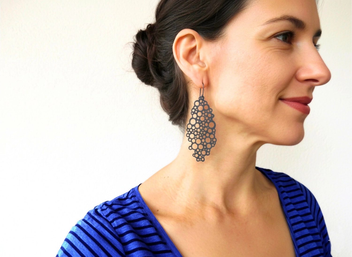 Large Geometric Oxidized Silver Dangle Earrings