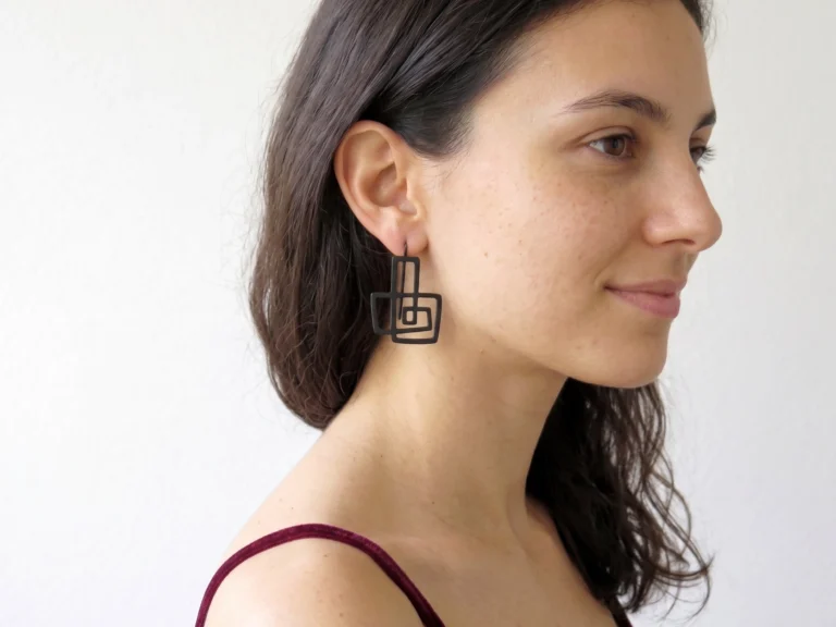 Modernist Oxidized Silver Dangle Earrings