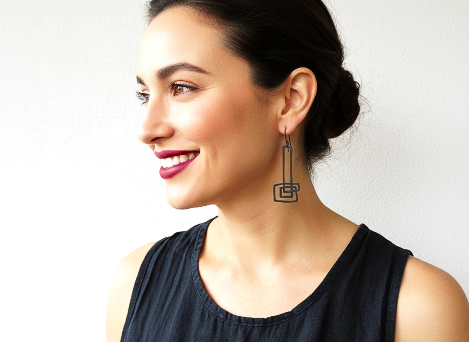 Extra Long Sculptural Oxidized Silver Earrings