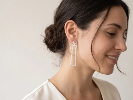 Abstract Line Silver Dangle Earrings