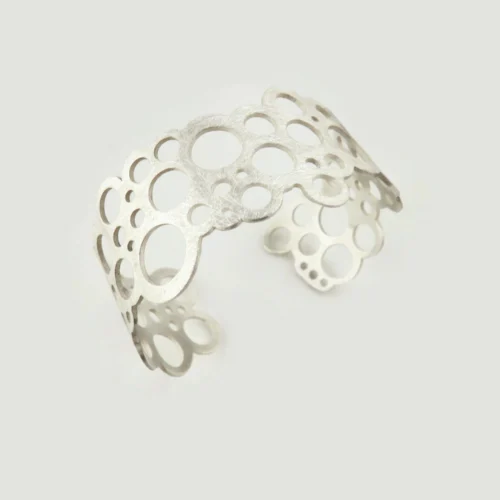 Circles Geometric Silver Cuff Bracelet