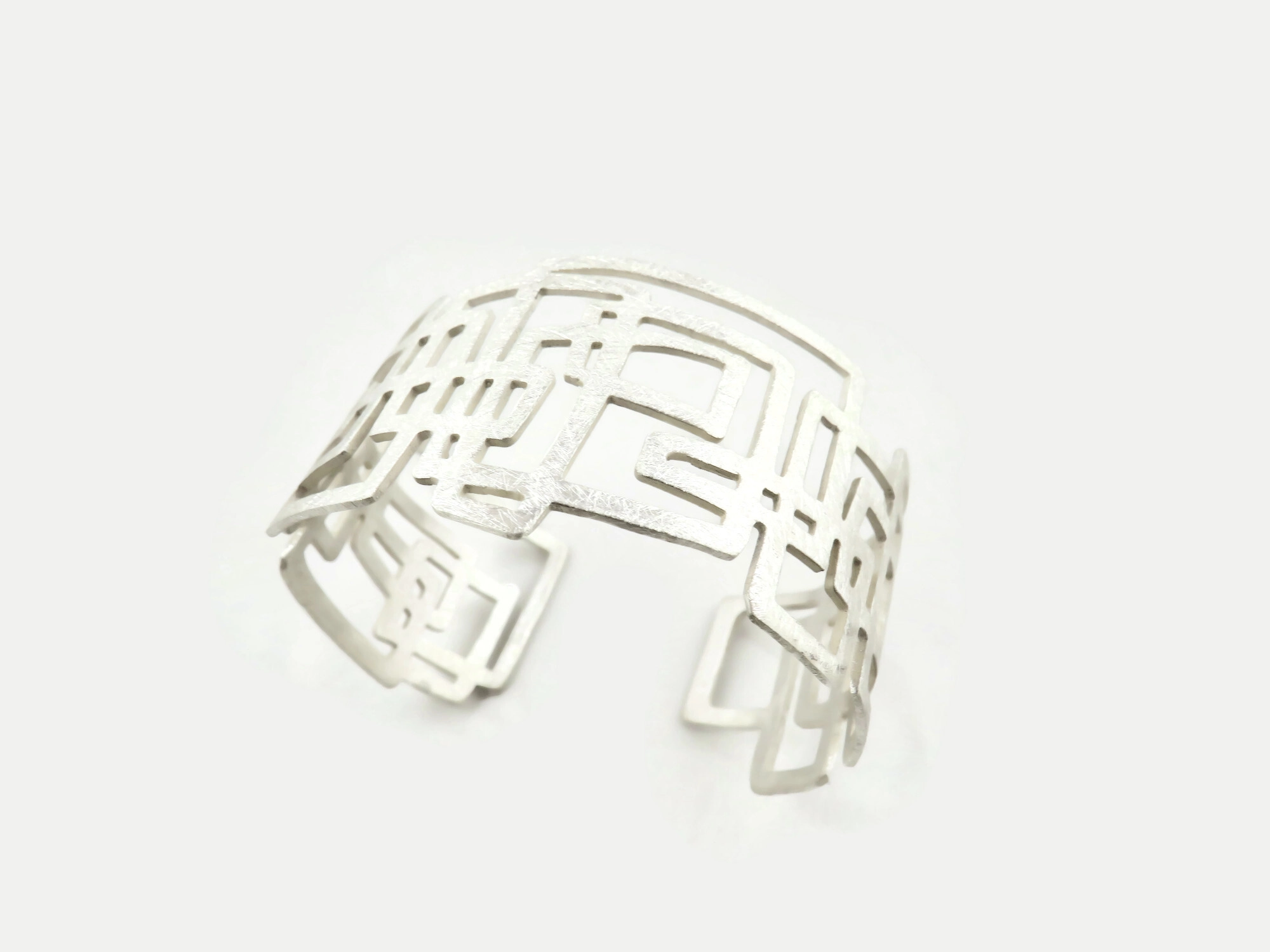 Modernist Wide Silver Cuff Bracelet